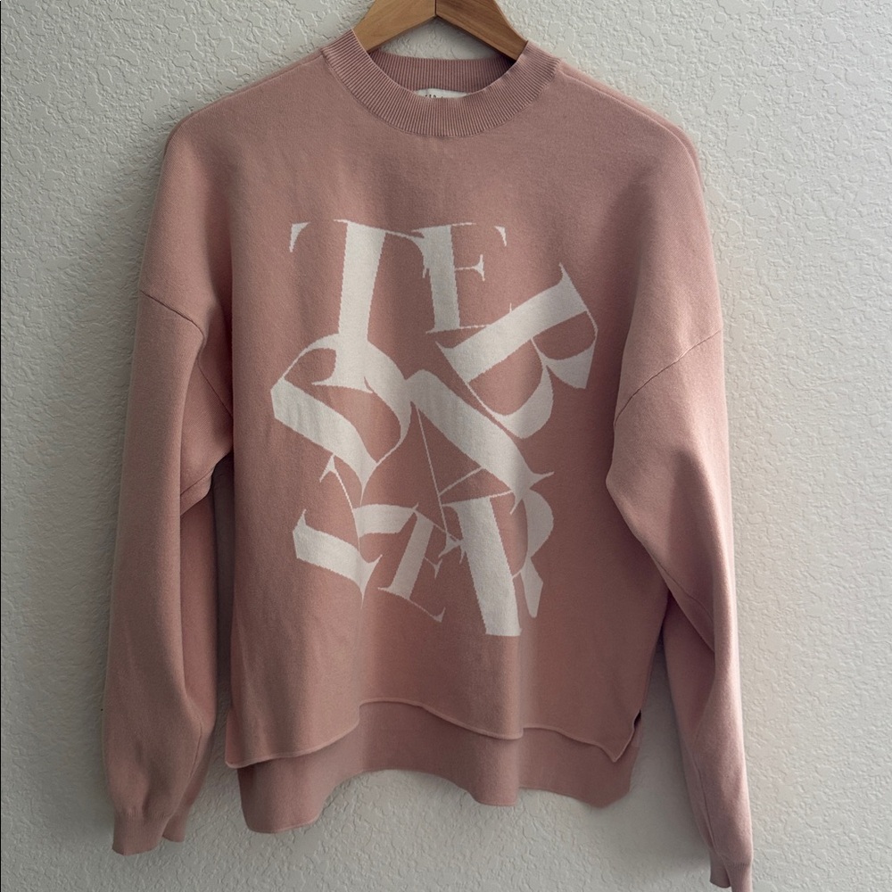 Ted Baker Pink & white Graphic Crewneck Knit Sweater Size 2 - Picture 2 of 10